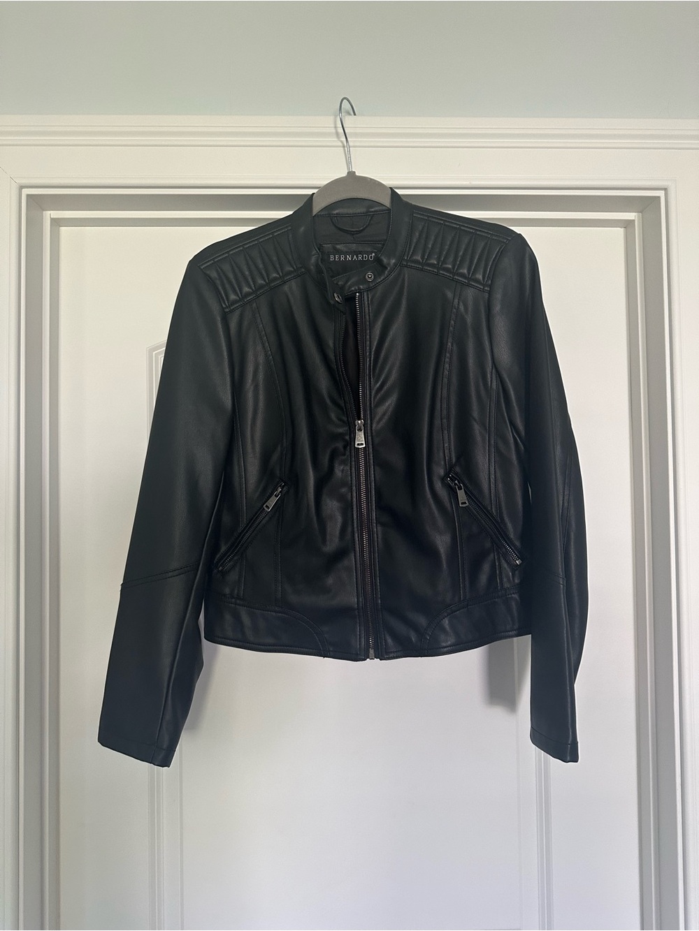 Bernardo Women's Black Faux Leather  Moto Jacket